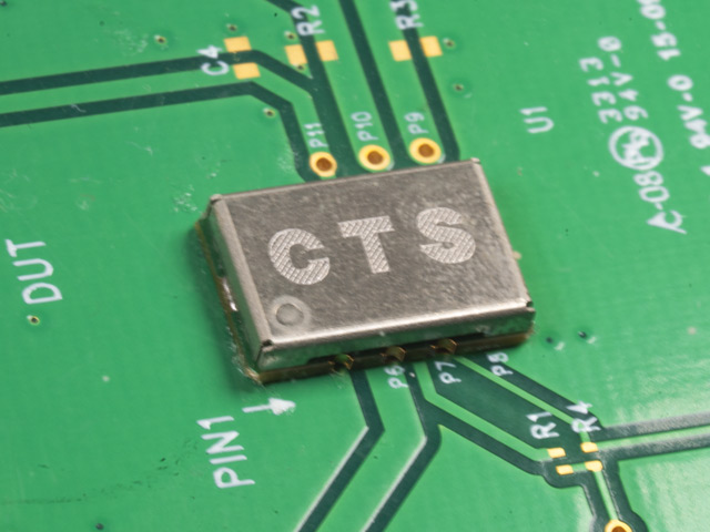 TXCO product with CTS logo on a PC board
