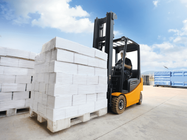 Forklift utilizing rotary position sensors for material handling